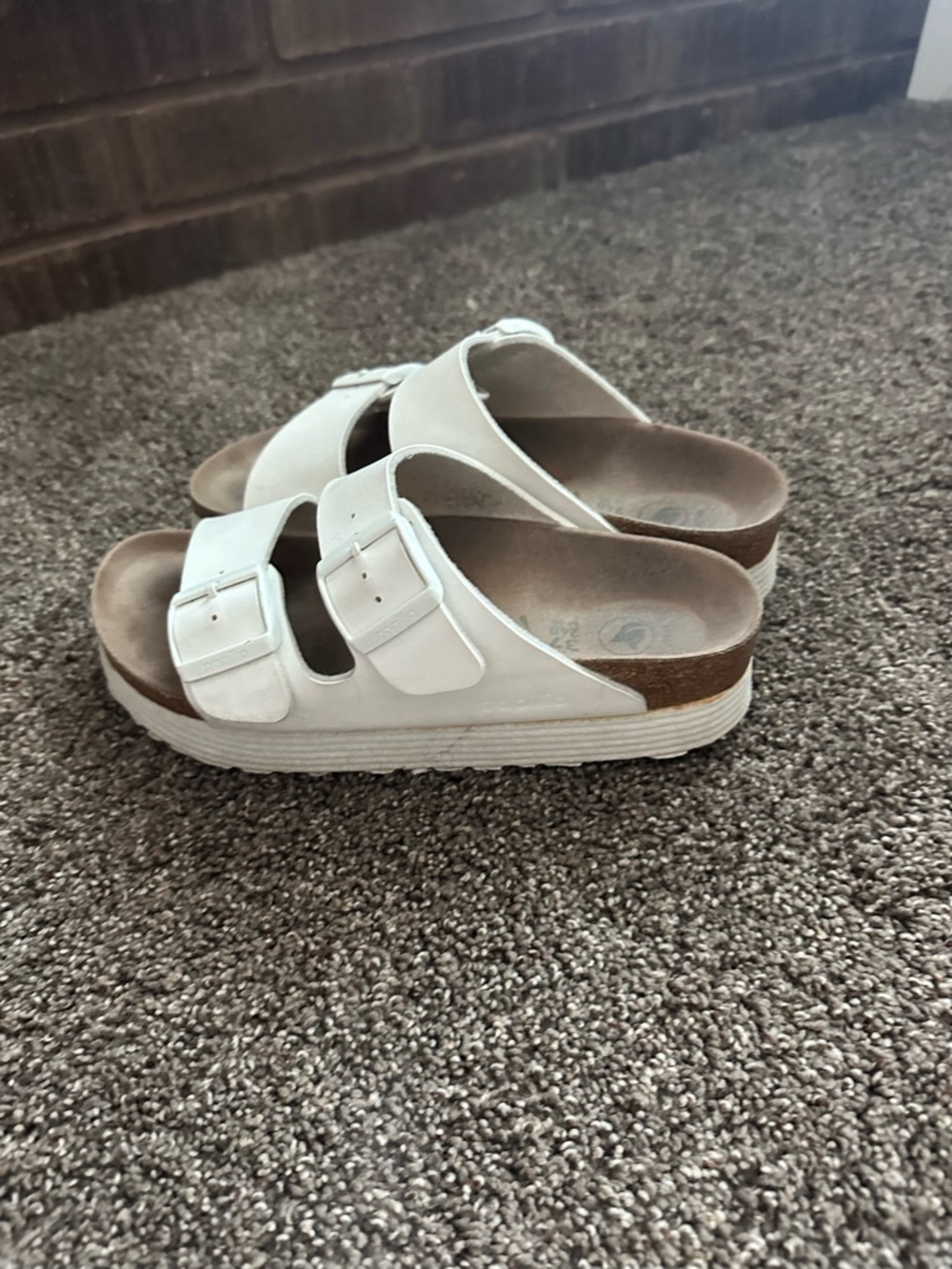 Papillio Birkenstock Arizona Platform Sandals White 37 Boho Coquette - Picture 3 of 6